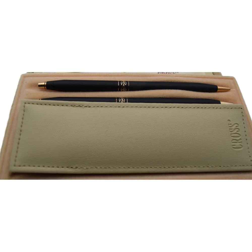 Cross Pen and Pencil Set Women OS Black Good Matte Gold Leaf Classic Century